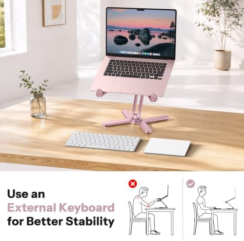 OMOTON LA10 360° Rotating Laptop Stand Riser Foldable for Desk, Pink