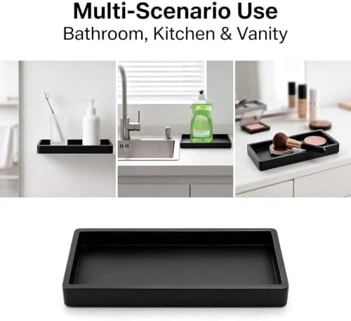 BBK 2PC Countertop Vanity Tray 7.8" & 11.8" Set Bathroom Tray Silicone