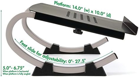 Allsop Redmond Adjustable Laptop Stand, Vented Curved Sturdy Metal Ergonomic Riser, Black (ASP30498)