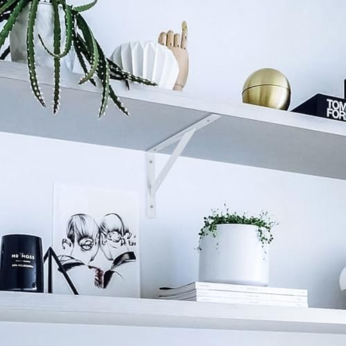 8Pcs White L Floating Shelf Brackets, Wall Mount 9.84x6.29in