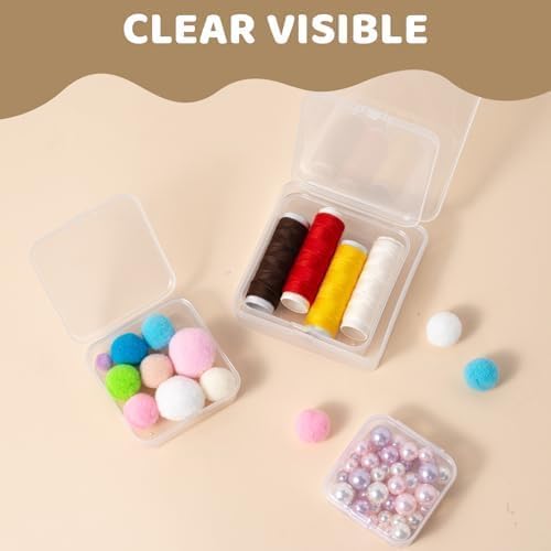 LJY 16 Clear Square Plastic Boxes, 3.3 x 3.3 x 1.1 in for Craft Kits