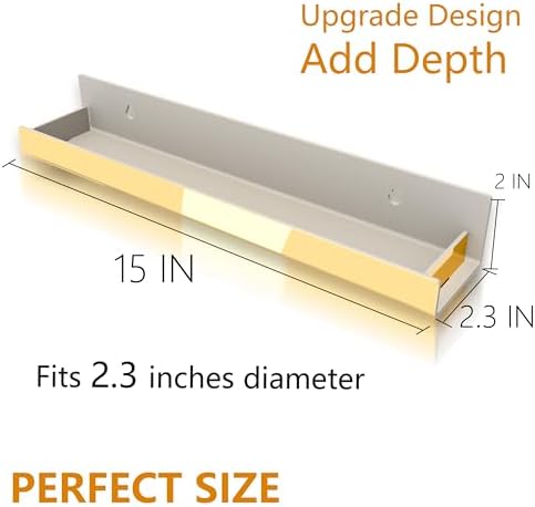 4 Pack 15 Inch Gold Reflective Acrylic Shelves, Gold Foating Shelves, Modern Sunglasses Essential Oil Picture Ledge Display Toy Storage Shelf