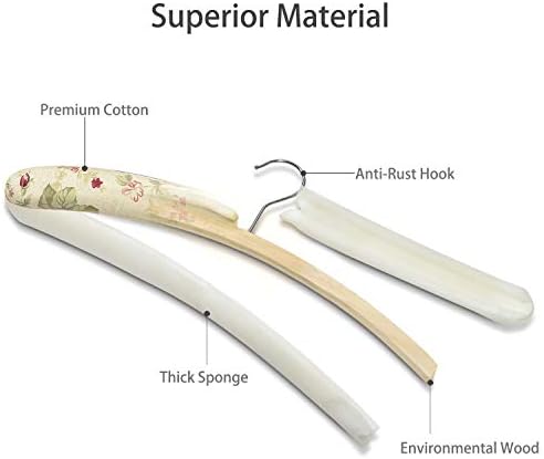 Floral Bridal Hangers for Wedding Dress, 16 Inch Satin Padded Hanger