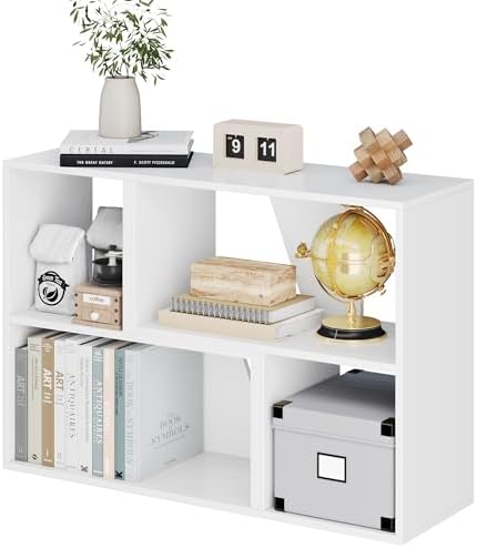 MapleGrace 6 Cube Storage Organizer, Wooden Storage Shelves Bookcase with Back Panels, Stackable Display Bookshelf for L