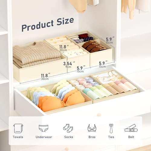 DIMJ Drawer Organizer Clothes Storage - 21 Pack Baby Dresser Organizer for Nursery Closet Organization, Fabric Drawer Organizer Bins for Underwears Socks Bras, Foldable Storage Dividers for Bedroom