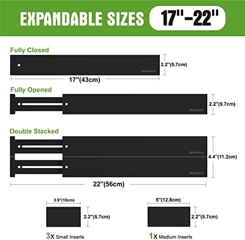 ANTOWIN 6Pcs Expandable Bamboo Drawer Dividers, Fits 17.6-21.6" Drawers