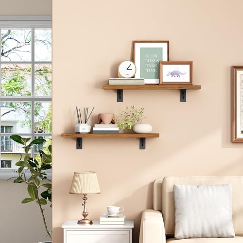 HOOBRO Floating Shelves for Wall, 15.7" Wall Mounted Shelves Set of 2