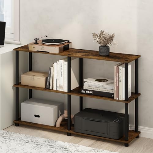 Furinno Turn-N-Tube Toolless Assembly Storage Shelves, 3-Tier 47.4 Inch Book Shelf, Corner Shelf, for Organization and S