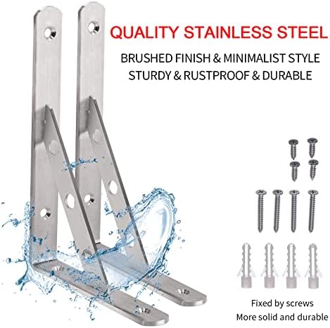 YUMORE 8 Inch Shelf Bracket, Heavy Duty L Bracket, 2 Pack
