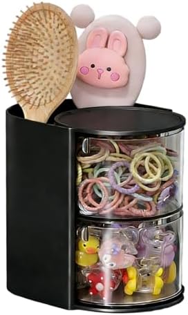 Azurphoric Hair Accessories Organizer with Hair Brush Holder(Black,2-Layer)