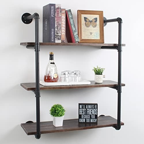 MBQQ Industrial Retro Pipe Shelf 30in 3 Tier Wall Mounted,Rustic Floating Shelves,Farmhouse Kitchen Bar Shelving,Home De