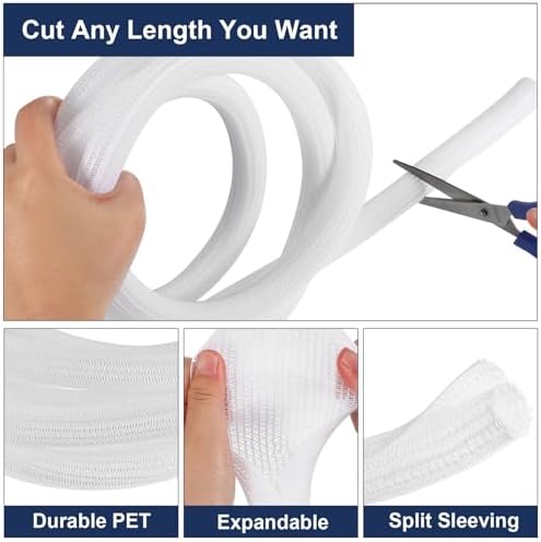 uxcell 20 Ft - 3/4 Inch Split Sleeving, Braided Cable Sleeving, PET Cable Management Wire Sleeve Cord Protector, Wire Wr