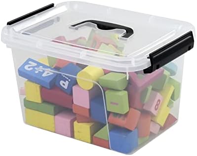 8 Quart Plastic Storage Clear Latch Boxes, Clear Containers with Lids and Handles, 6 Packs