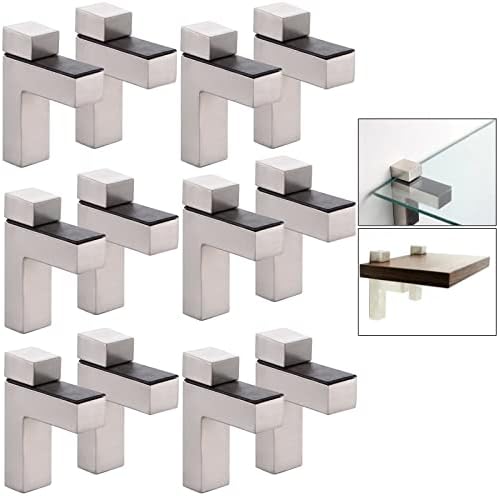 AWEN 12pcs Solid Metal Adjustable Wood/Glass Shelf Bracket Wall Mount, Shelf Holders，3-28mm Thick Adjustable Shelf Brack