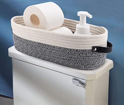 2 Pack Small Cotton Rope Woven Basket Toilet Paper Baskets for Organizing Decorative Basket for Boho Decor Small Storage