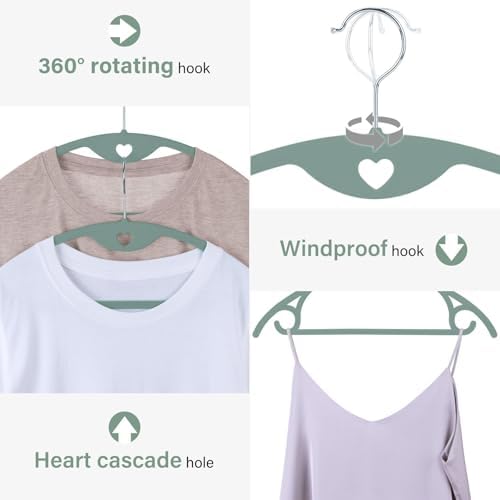Velvet Hangers Felt Clothes Hangers 50 Pack Green Multi