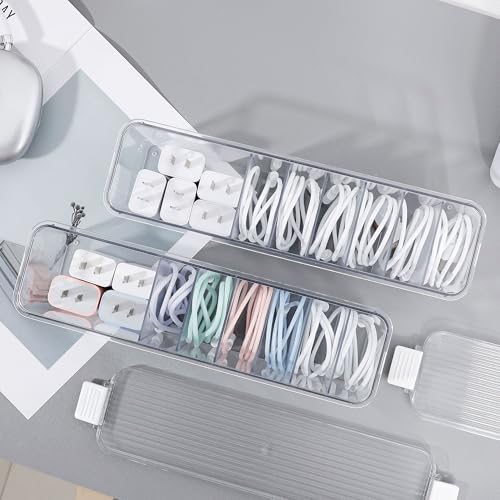 Cord Organizer Box with Lid, 2 Pack, Clear