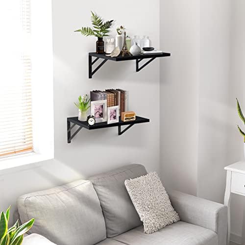 Tectocker-DOU 2 Pc Deep Floating Wall Shelves, Heavy Duty, 16x12, Black