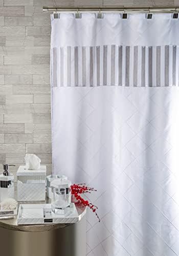 Creative Scents Quilted Mirror Shower Curtain Hooks Decorative | Set of 12