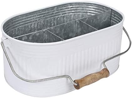 Alpha Living Home White Silverware Organizer, Farmhouse Cutlery Holder Tray