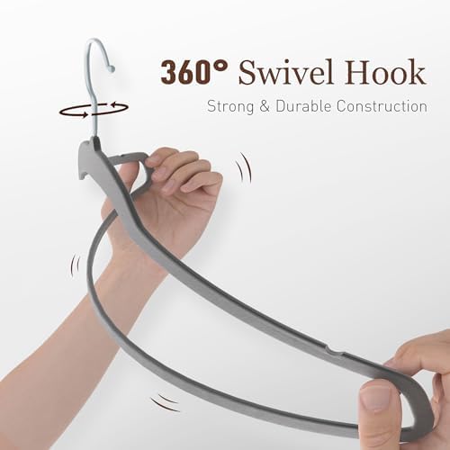 Velvet Hangers 200 Pack, 17.5" Non-Slip Clothes Hangers, Gray