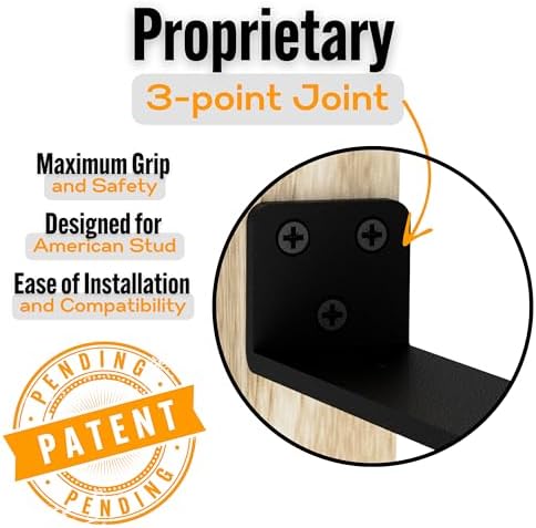 EVALD Floating Shelf Brackets w/Lip | Hidden Black Carbon Steel Brackets for 10" Board (9 2/7" True Size) Kitchen, Nurse
