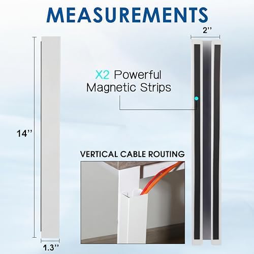 Blulu 4 Pack Steel Magnetic 14 Inch Cable Management Channel for Under Desk Leg Vertical Wire Hider Cover Cable Desk Org