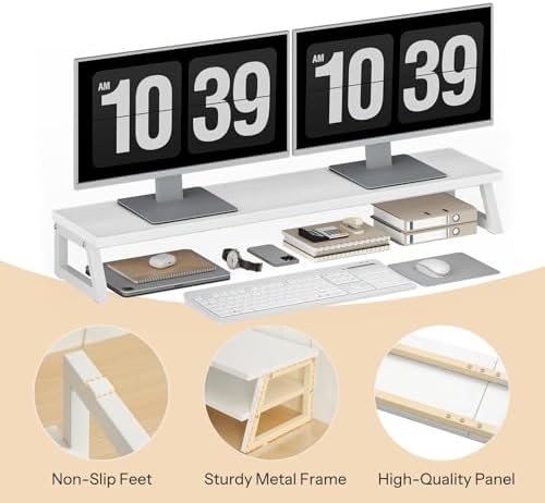 HOOBRO Dual Monitor Stand Riser, 39 Inch Large Computer Monitor Stand for 2 Monitors, Computer Monitor Riser, Desk Shelf