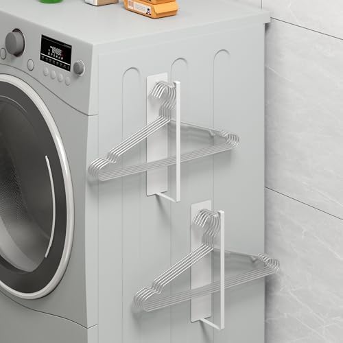 Magnetic Hanger Organizer, 2Pack Hangers Holder for Dryer/Washing Machine, Holding up to 30 Velvet/Wire/Plastic Hangers, Perfect Space Saver for Laundry Room (2, White)