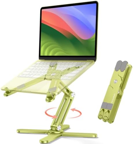 OMOTON LA10 360° Rotating Laptop Stand Riser Foldable for Desk, Citron