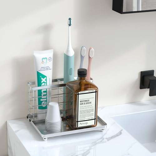 Luxspire Toothbrush Holders for Bathroom, Stainless Steel, 3 Slots, Silver