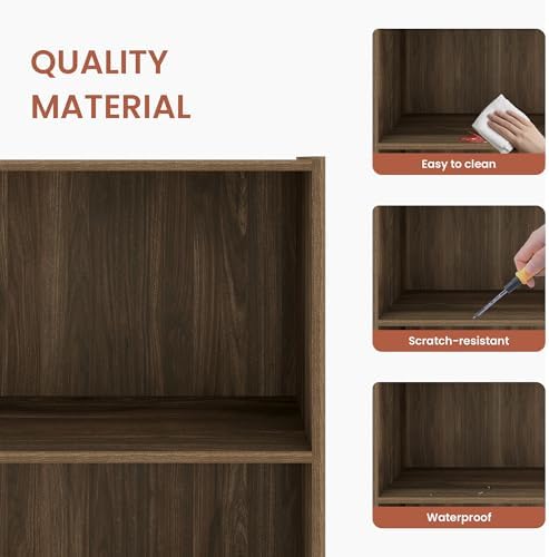 4-Tier Engineered Wood Bookshelf, Space Saving Bookshelf with 3 Shelves, 9 Inch Deep Bookcase with Storage, Book Shelves
