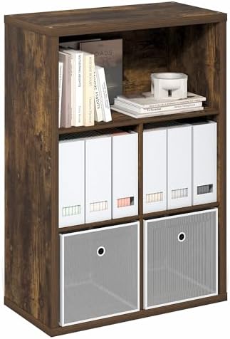 Furinno Cubicle Book Shelf, 5-Cube Bookshelf, Extra Thick Frame Cube Storage Organizer Bookcase with Closed Back, 15.3 x