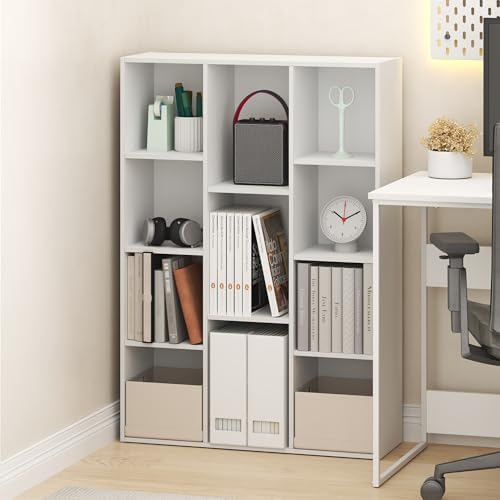 Furinno LUDER Book Shelf, 11-Cube Bookshelf, Reversible Bookcase, 9.4 x 29.1 x 41.7, Easy Assembly, for Living Room, Bed