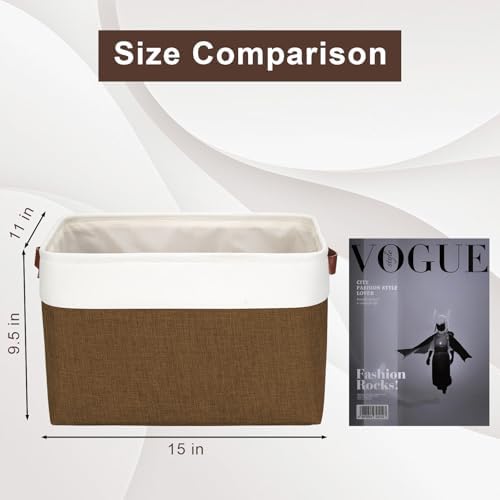 Bagnizer Storage Bins Large Fabric Storage Baskets for Shelves 3 Pack, Decorative Linen Closet Baskets with Handles for 