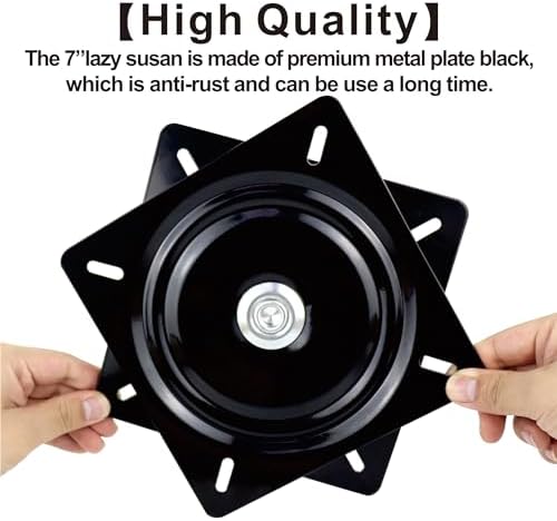 2 Pack 7 Inch Lazy Susans Turntable Bearings Swivel Zinc Plate, Black Square Susan Hardware, Heavy Duty Replacement Part