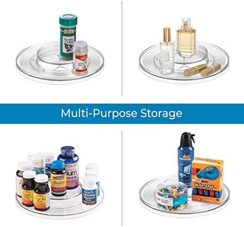 iDesign Linus Lazy Susan Cabinet Turntable - 2-Tier Organizer Tray for Kitchen Pantry or Countertops - 11", Clear