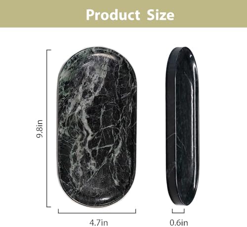 Emerald Green Marble Tray | Bathroom Jewelry Organizer | Spa-Quality Perfume Tray for Dresser, Nightstand, Makeup Table 