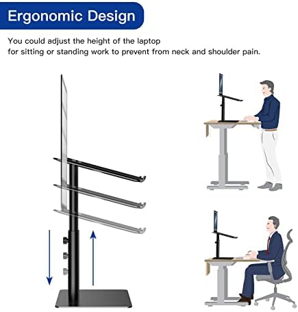 BESIGN LSX6 Computer Holder Stand, Ergonomic Adjustable Notebook Riser for Standing Work, Compatible with Air, Pro, Dell