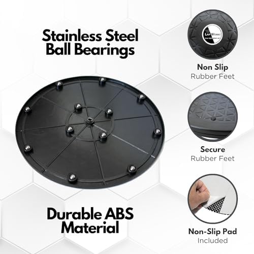 LapWorks 15-inch Heavy-Duty Swivel Base, Lazy Susan Turntable and Computer Monitor Stand, 360 Degree Rotation, Durable A