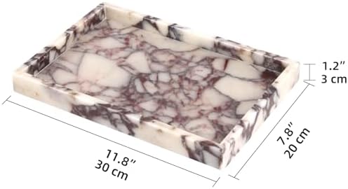 Marble Bathroom Vanity Tray, Calacatta Viola, 12"x 8" x1.2"