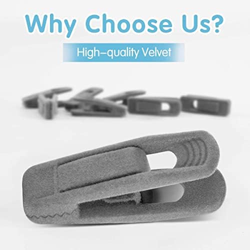TOFIIGREM Grey Velvet Hanger Clips - 60 PCS Velvet Hanger Clip, Strong Velvet Clips Fit for Velvet Hangers