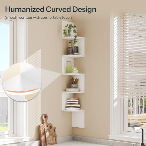 HOOBRO Corner Shelf Wall-Mounted, Set of 2 Floating Corner Shelves for Wall
