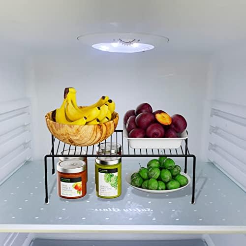 Kitchen Cabinet Shelf Organizer Set of 2, Large (15.7 x 9.4 inch) Metal Wire Pantry Storage Shelves, Dish Plate Racks fo