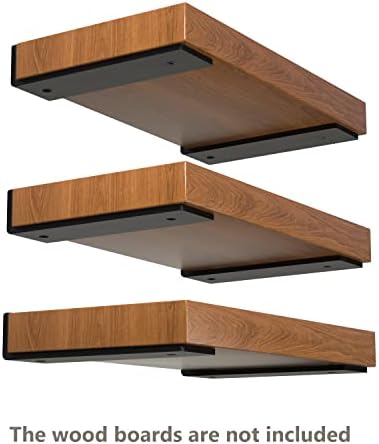 NEODROP 12 Inch Floating Shelf Brackets, Heavy Duty Hidden Bracket for Wall, Mantel, Bookshelves, Black Powder Coated St