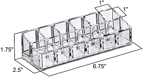 Amazing Abby - Glamour - 2-Pack 12-Slot Acrylic Lipstick Organizer, Lipstick Holder, Lip Gloss Holder, Cosmetic Storage 