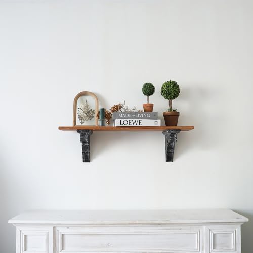 BIG FORTUNE Set of 2 Corbels for Shelves Wood Corbels Decorative L7.2 X W3.1 x H7.8 Shelf Brackets Wooden Vintage Shelf 