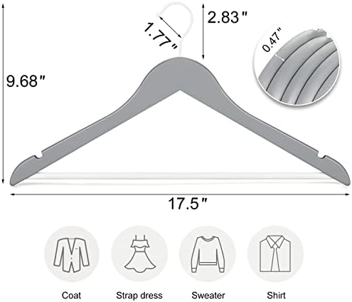 TOPIA HANGER Wooden Hangers 16 Pack Grey/White Heavy Duty Coat Hangers