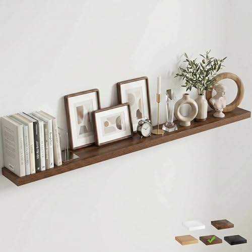 72In Floating Shelves for Wall, 6.5"D Wood Storage Shelves, Walnut Finish