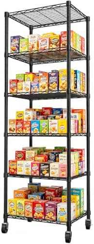 REGILLER 6 Wire Shelving Steel Storage Rack Adjustable Unit Shelves for Laundry Bathroom Kitchen Pantry Closet(Black,11.